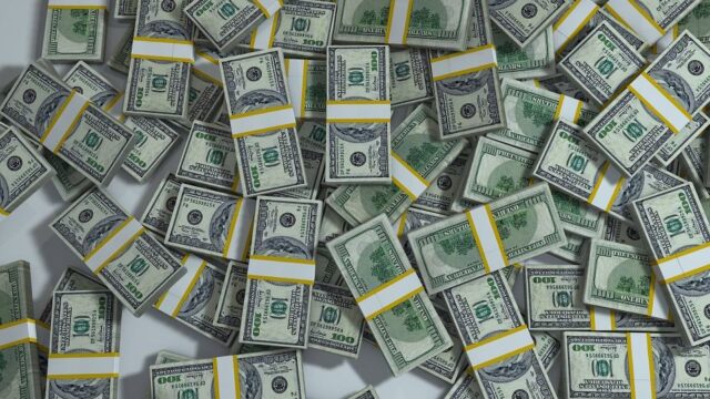 Stacks of US dollar bills