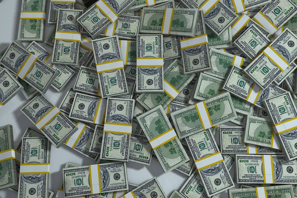 Stacks of US dollar bills