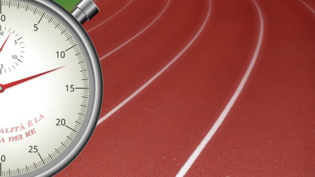 Stopwatch on a running track representing the impact of site speed on SEO performance