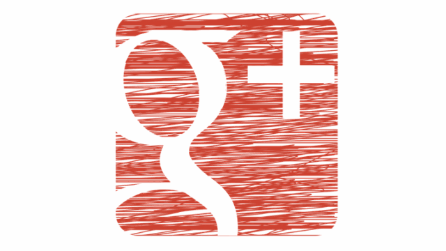 Sketch-style illustration of the Google+ logo in red on a rounded square background