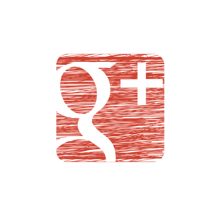 Sketch-style illustration of the Google+ logo in red on a rounded square background