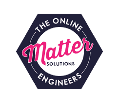 Matter Solutions hexagonal badge logo with the tagline The Online Engineers