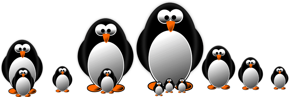 Cartoon illustration of penguins in various sizes representing Google Penguin algorithm recovery case study