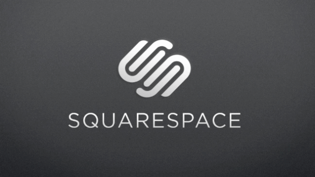 Squarespace logo on a dark grey background, illustrating the website builder comparison with WordPress